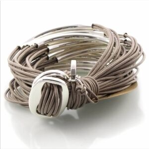 Gillian Julius Handcrafted Sterling Silver Tube Bracelet in Taupe